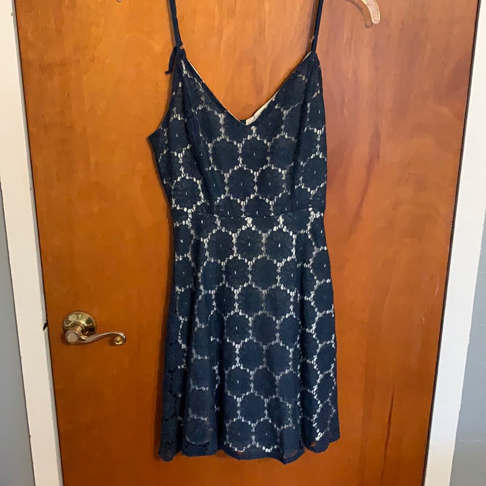 Altar’d State Blue Lace Back Cutout Mini Dress